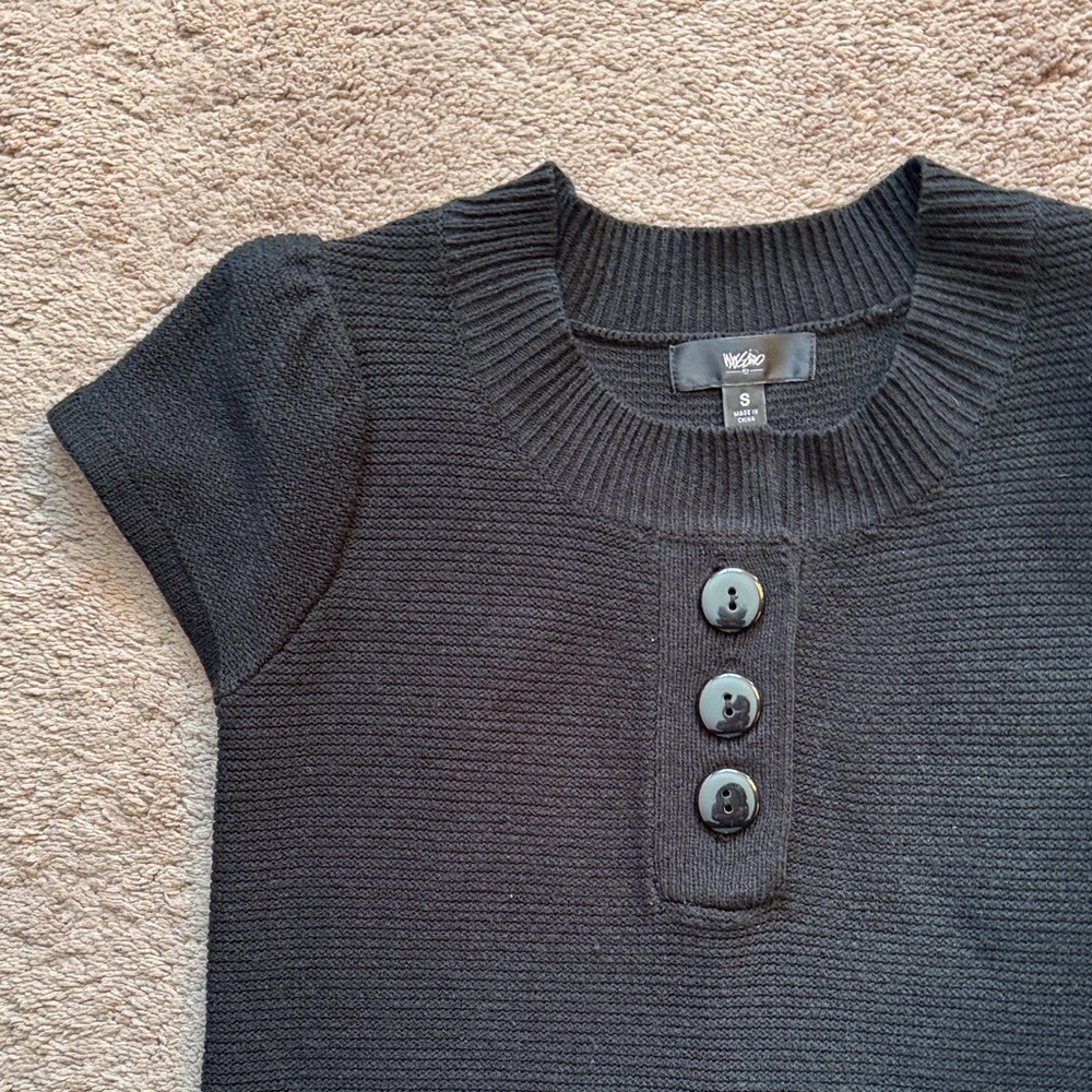 Mossimo Supply Co. Women’s Black Button-Front Knit Sweater Dress. Size Small - Picture 4 of 12